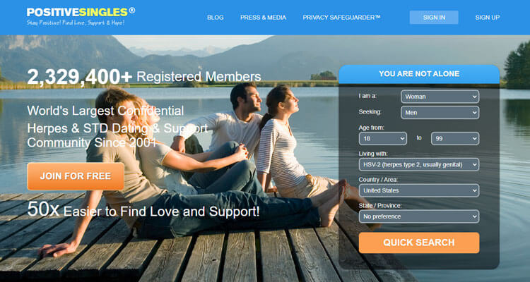 Positive Singles Review Homepage